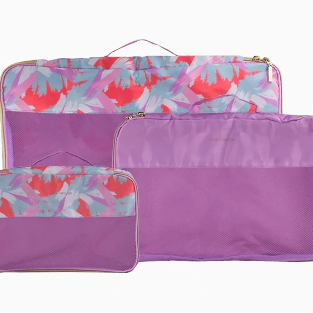 Luxe + Willow 3 Piece Travel Packing Cubes - Pink and Purple